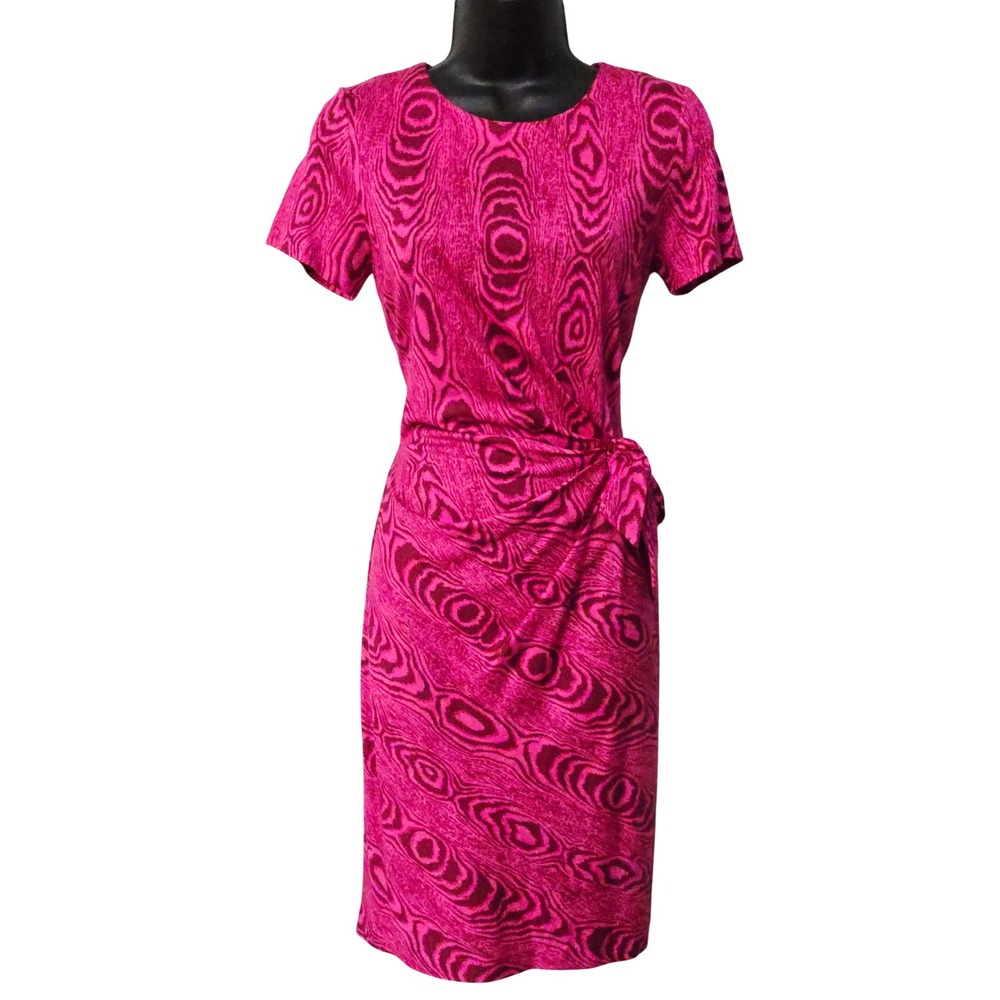 DVF Diane Von Furstenberg Silk Pink Woodgrain Jersey Wrap Dress Size 6